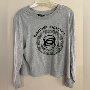 Bebe Sport Heather Gray Logo Top
